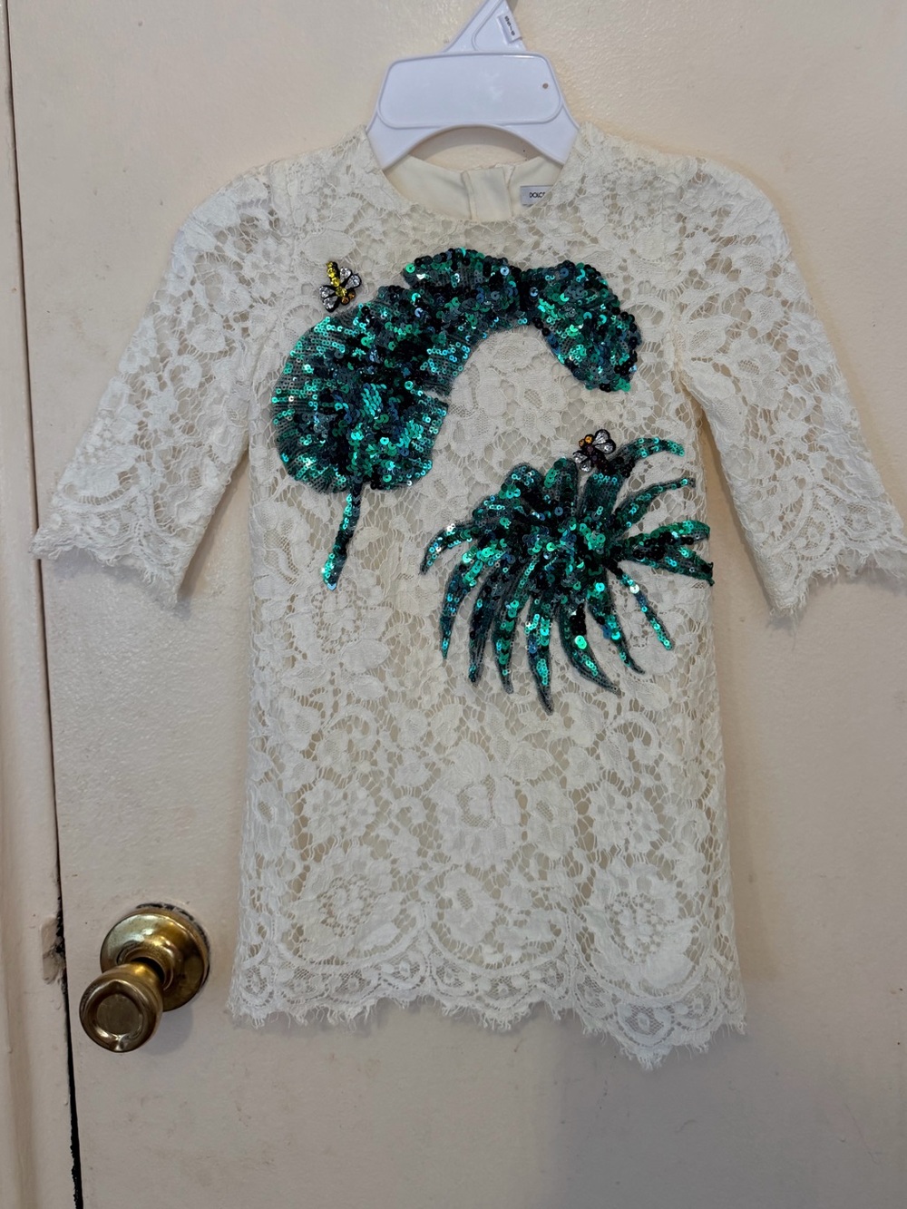 Dolce & Gabbana green dress with Holographic Logo 2 years old girl dress